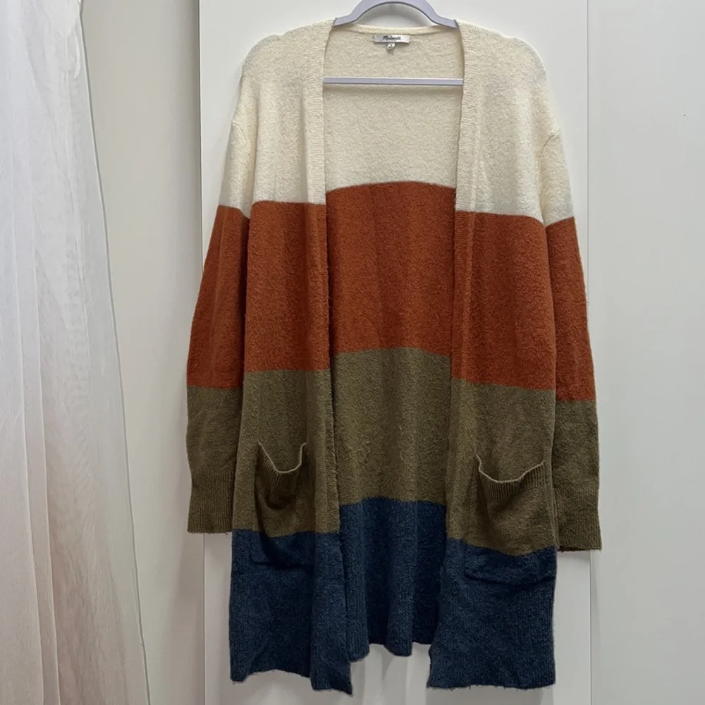 MADEWELL color block open cardigan sweater duster - Picture 5 of 16